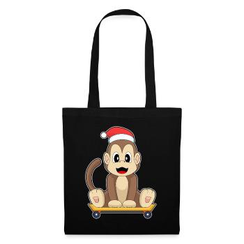 Affe Weihnachten Skateboard - Stoffbeutel - Schwarz - Vorne