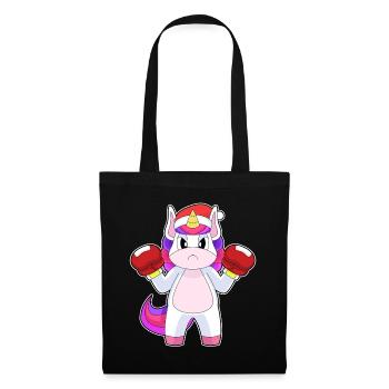 Einhorn Weihnachten Boxen - Stoffbeutel - Schwarz - Vorne
