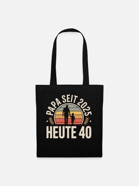 Papa Seit 2025 Heute 40 Vintage - Stoffbeutel - Schwarz