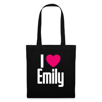 I Love Emily Pinkes Herz Ich liebe Emily - Stoffbeutel - Schwarz - Vorne