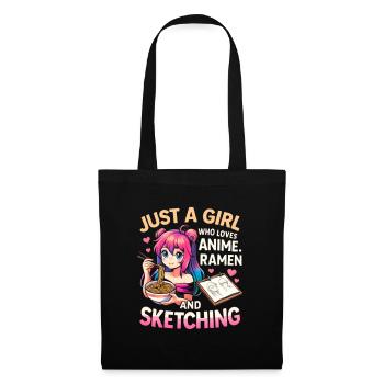 Anime Ramen Sketching Girl - Tote Bag - black - Front