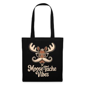 Humour Animal Élan Blague Moustache - Sac en tissu - noir - Devant