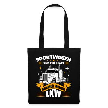 Sportwagen sind für Jungs - Männer fahren LKW - Stoffbeutel - Schwarz - Vorne