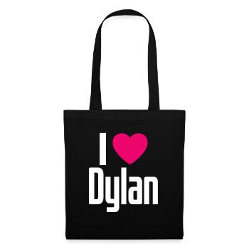 I Love Dylan Pinkes Herz Ich liebe Dylan - Stoffbeutel - Schwarz - Vorne