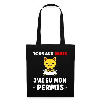 jeune permis, jeune conducteur, permis de conduire - Sac en tissu - noir - Devant