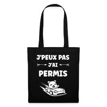 jeune permis, jeune conducteur, permis de conduire - Sac en tissu - noir - Devant