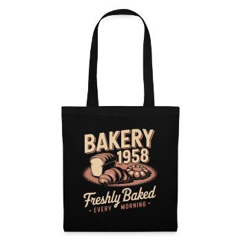 Vintage Bäckerei Werbung - Stoffbeutel - Schwarz - Vorne