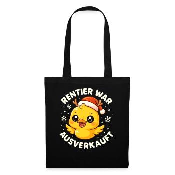 Weihnachten Spruch Humor Ente Lustig Rentier - Stoffbeutel - Schwarz - Vorne
