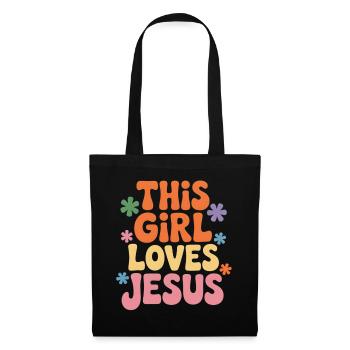 Cette fille aime Jésus – Rétro coloré - Sac en tissu - noir - Devant