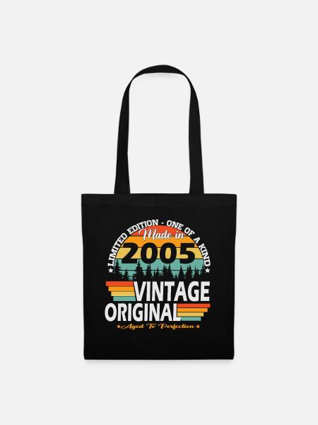 Vintage_2005_Jahrgang_geboren_Retro_Geburtstag_ - Stoffbeutel - Schwarz