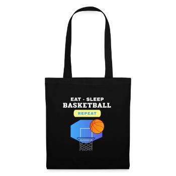 Essen, Schlafen, Basketball, Design wiederholen - Stoffbeutel - Schwarz - Vorne