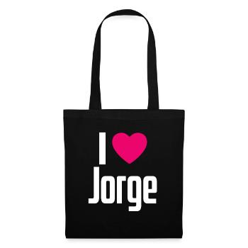 I Love Jorge Pinkes Herz Ich liebe Jorge - Stoffbeutel - Schwarz - Vorne
