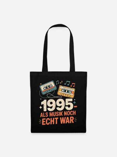 1995 Nostalgie Kassette - Stoffbeutel - Schwarz
