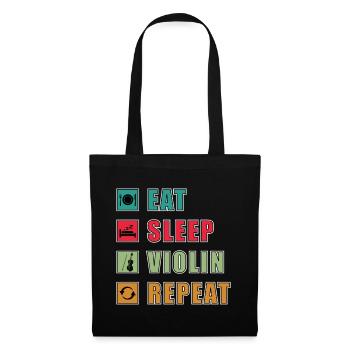 Eat Sleep Violin Repeat Grafik - Stoffbeutel - Schwarz - Vorne