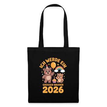 Je vais être un grand frère ours 2026 - Sac en tissu - noir - Devant