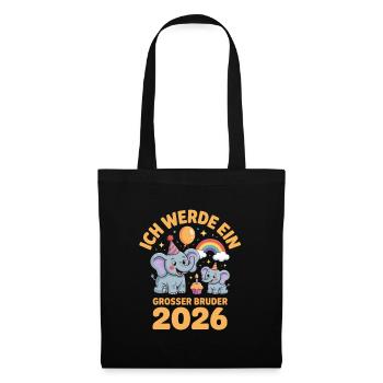 Je vais être un grand frère éléphant 2026 - Sac en tissu - noir - Devant