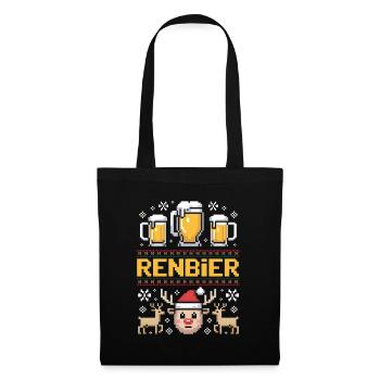 Ugly Sweater Weihnachtsbier Rentier Trio - Stoffbeutel - Schwarz - Vorne