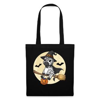 Süßer Zebra Hexe Halloween Kürbis Vollmond - Stoffbeutel - Schwarz - Vorne
