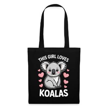 Koala Spruch Mädchen Lustiges Koala Geschenk - Stoffbeutel - Schwarz - Vorne