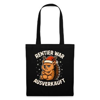 Weihnachten Spruch Humor Igel Lustig Rentier - Stoffbeutel - Schwarz - Vorne