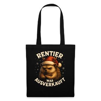 Weihnachten Spruch Humor Igel Lustig Rentier - Stoffbeutel - Schwarz - Vorne