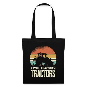 Silhouette de tracteur rétro avec police - Sac en tissu - noir - Devant