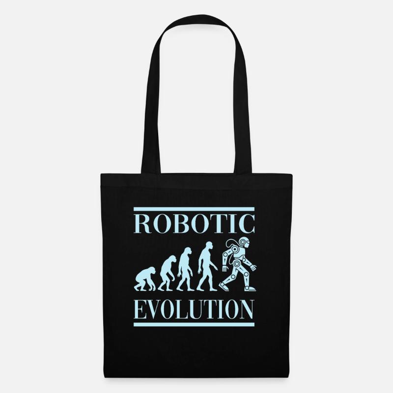 Roboter Evolution Fortschritt Mensch Zukunft - Stoffbeutel - Schwarz