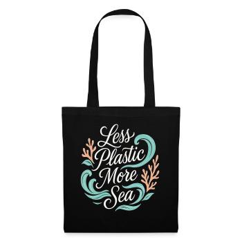 Moins de plastique, plus de mer – Protection de l’environnement et des océans - Sac en tissu - noir - Devant