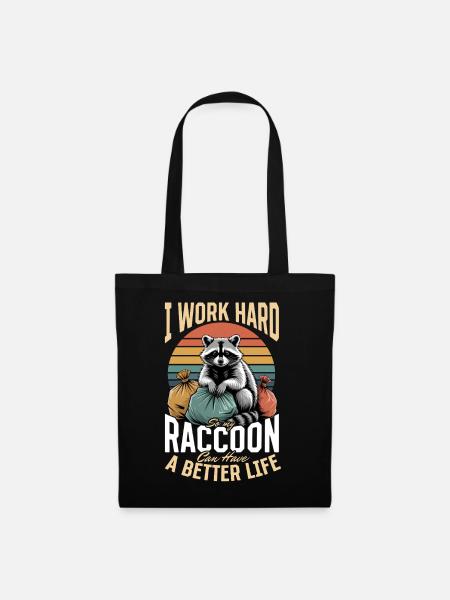 Funny Raccoon - Stoffbeutel - Schwarz