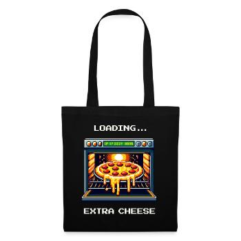Loading... Extra Käse | Pizza Gaming Humor - Stoffbeutel - Schwarz - Vorne