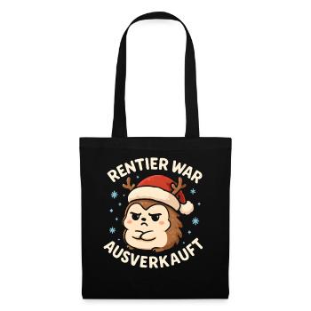 Weihnachten Spruch Humor Igel Lustig Rentier - Stoffbeutel - Schwarz - Vorne