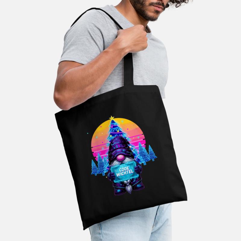 Cyberpunk Code Gnome - Synthwave Noël Nerd Sac en tissu