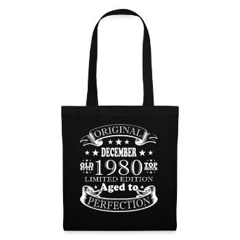 Dezember 1980 | Geburtstag 1980 Jahrgang Dezember - Stoffbeutel - Schwarz - Vorne