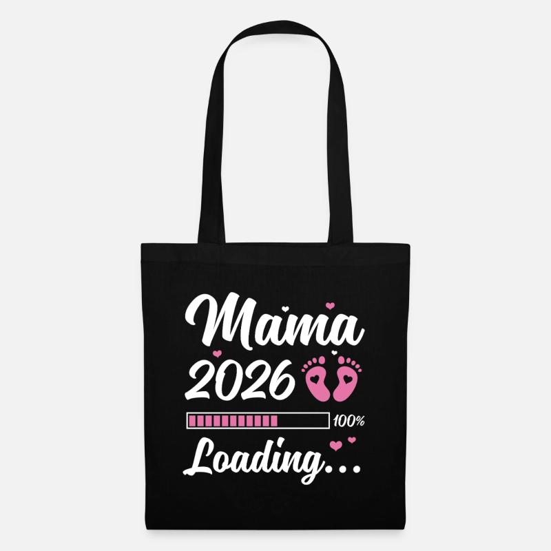 Mama 2026 Loading Schwangerschaft Geschenkidee - Stoffbeutel - Schwarz