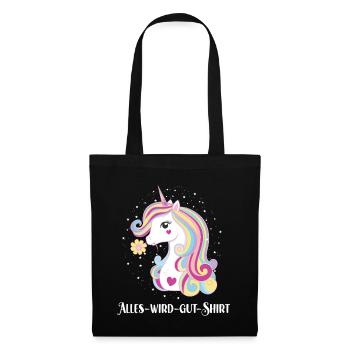 Alles Wird Gut Wunsch Einhorn Genesung Motivation - Stoffbeutel - Schwarz - Vorne