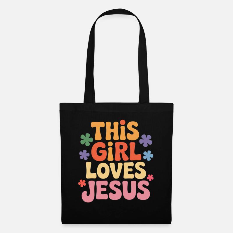 Dieses Mädchen liebt Jesus - Stoffbeutel - Schwarz