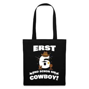 Seulement 6 ans et déjà une idée cadeau cowboy / enfants - Sac en tissu - noir - Devant