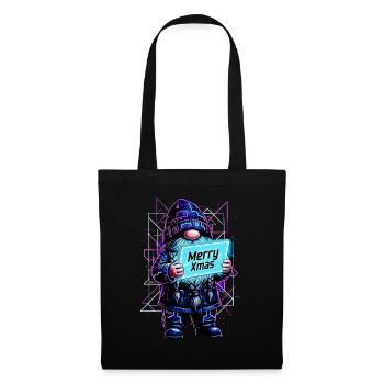 Merry Xmas - Synthwave Wichtel 80s Cyberpunk - Stoffbeutel - Schwarz - Vorne