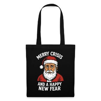 Frohe Krise Und Ein Froher TNeuer Angst-Weihnachtsmann - Stoffbeutel - Schwarz - Vorne
