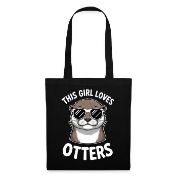 Otter Spruch Mädchen Lustiges Otter Geschenk - Stoffbeutel - Schwarz - Vorne