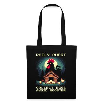 Quête quotidienne | Ramasser les œufs, éviter le coq - Sac en tissu - noir - Devant