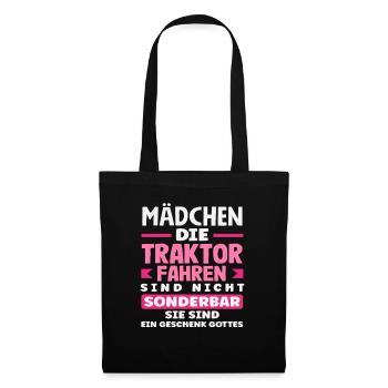 Tractor Driver Funny Farm Girl Tractor - Tote Bag - black - Front