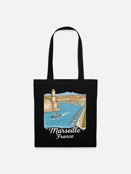 Marseille Frankreich - Stoffbeutel - Schwarz