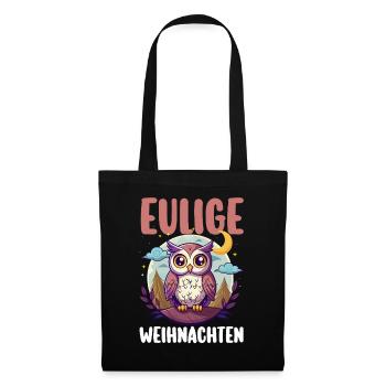 Weihnachtsmann Eule Weihnachtszeit Weihnachts - Stoffbeutel - Schwarz - Vorne