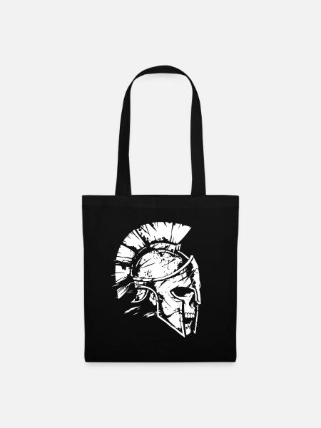 Spartanischer Kriegerhelm Silhouette - Stoffbeutel - Schwarz