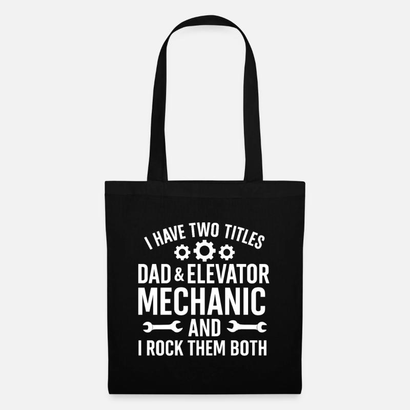 Funny Elevator Inspector Dad And Elevator Mechanic - Tote Bag - black