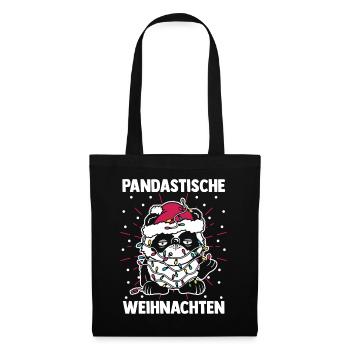 Weihnachtsmann Pandabär Weihnachtszeit Weihnachts - Stoffbeutel - Schwarz - Vorne
