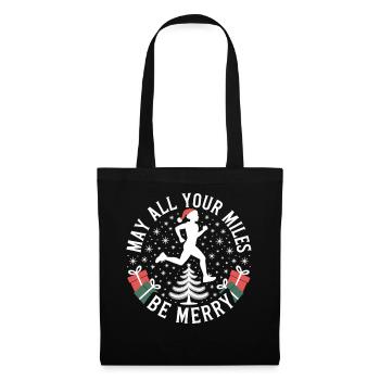 Running Christmas Shirt May All Your Miles Be Merry - Tote Bag - black - Front