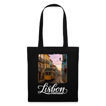 Lissabon - Stoffbeutel - Schwarz - Vorne