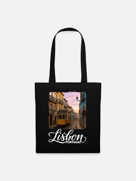 Lissabon - Stoffbeutel - Schwarz